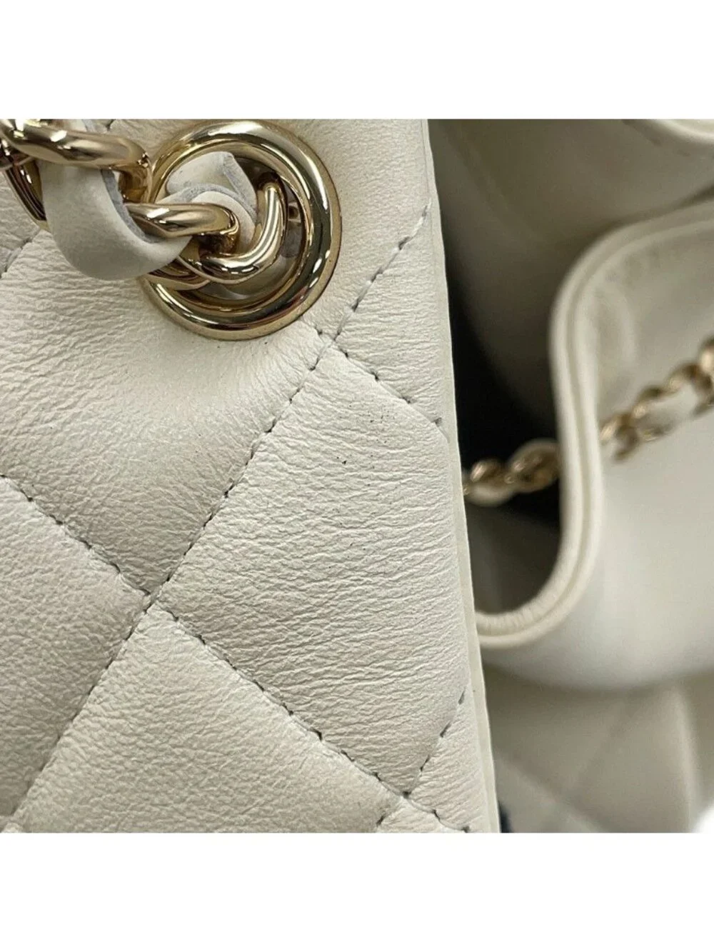 Chanel Backpack Quilted CC Logo Lambskin White